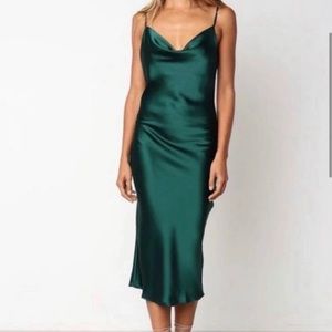 Zara dark green satin dress